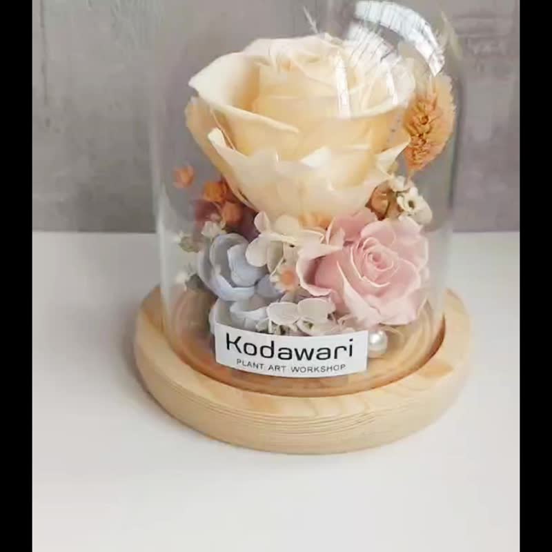 Champagne immortal flower glass cover. Flower cup for congratulations on birthdays, festivals, Teacher's Day, Valentine's Day. - Dried Flowers & Bouquets - Plants & Flowers 