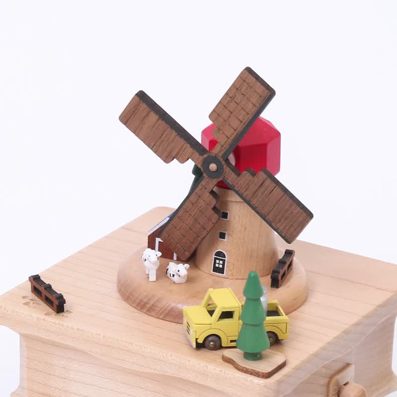 【Windmill Farm】Mini Round & Round Music Box | Wooderful life - Items for Display - Wood Multicolor