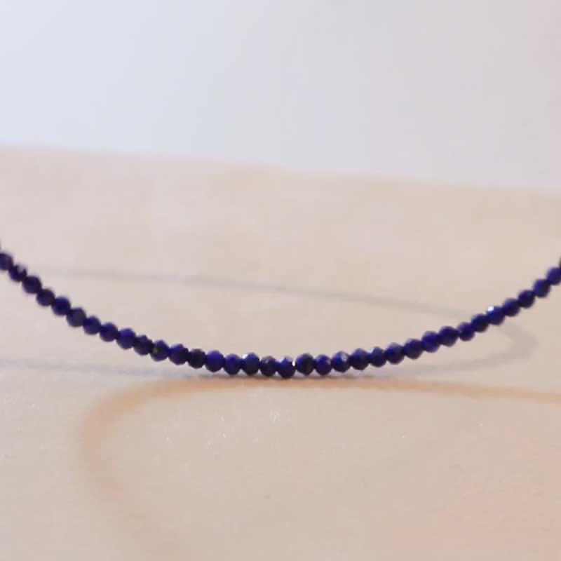 青金石- 十二月 誕生石 925 SILVER切面青金石2.5mm- 細緻頸圈 - 項鍊 - 寶石 藍色