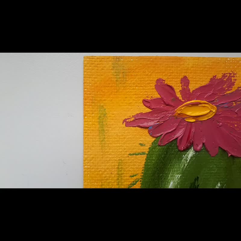 Cacti  Oil Painting 3D textured Artwork Cactus Art, Flowers Painting Abstract - ตกแต่งผนัง - วัสดุอื่นๆ หลากหลายสี