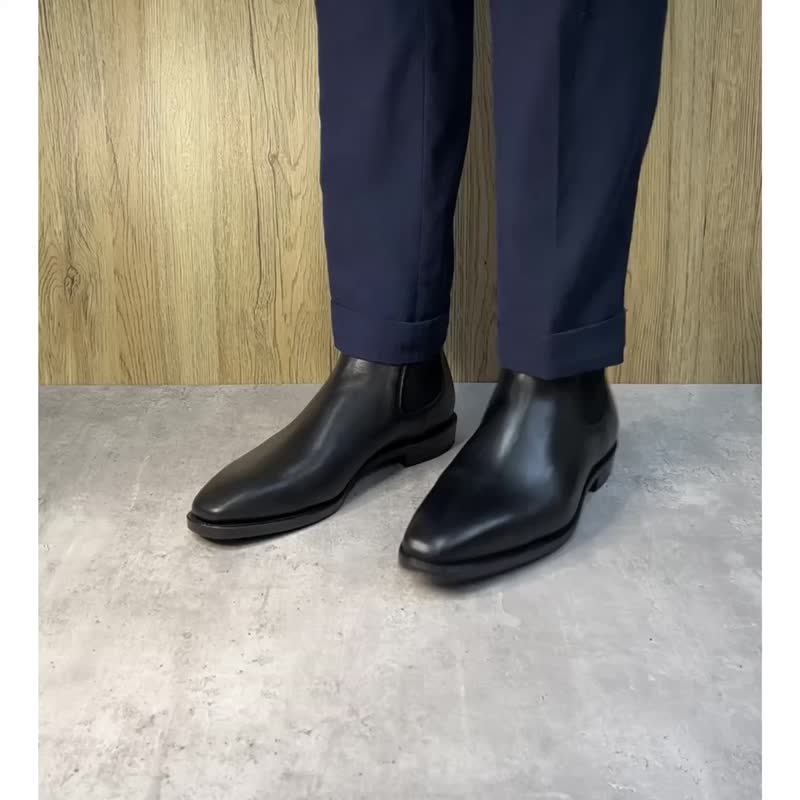 Handmade Goodyear Welt Chelsea Boots Bespoke Customize - Men's Boots - Genuine Leather Black