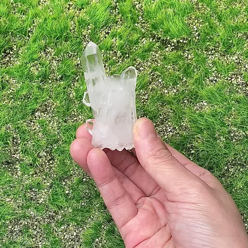 天然冰透體立體白水晶小晶簇 能量 家居 辦公室 療癒 擺件 - 其他 - 水晶 白色