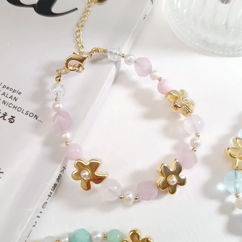 1KM Sweetheart Garden·Three Little Flowers Natural Stone Bracelet-3 Colors - Bracelets - Crystal 