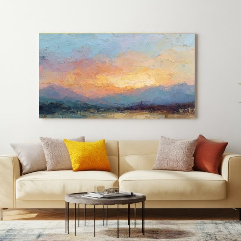 曉光 自然詩境系列 藝術微噴 厚塗天空風景掛畫 客廳臥室溫暖佈置 - 海報/掛畫 - 棉．麻 