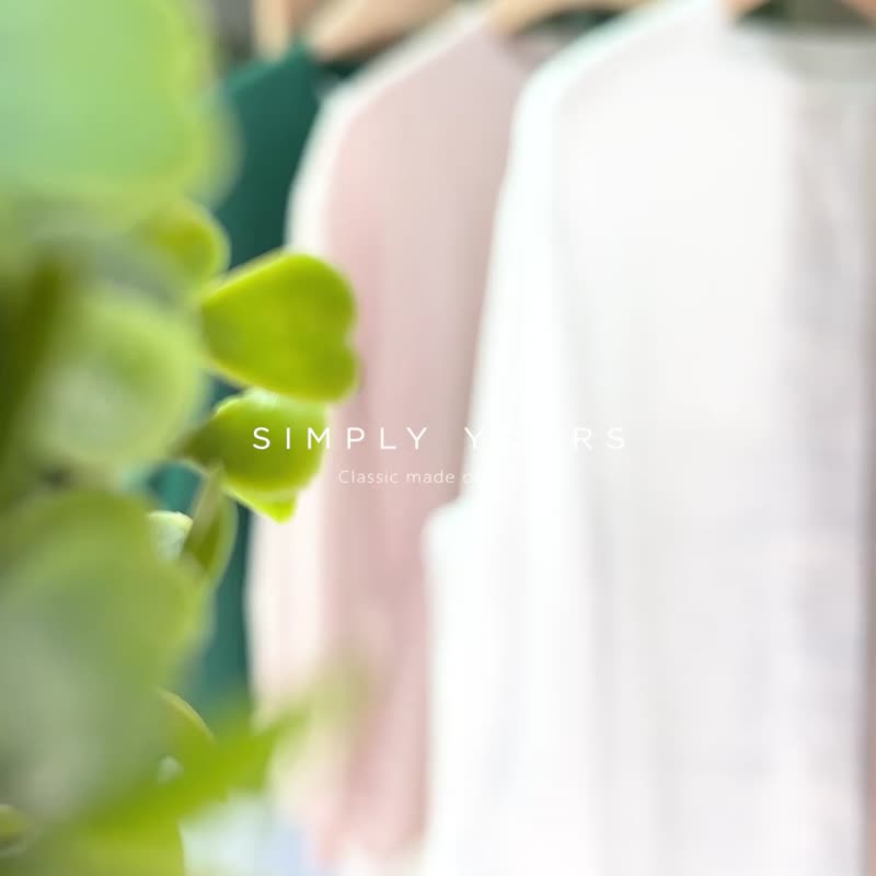 【Simply Yours】Linen mid-sleeve shirt pink F - Women's Tops - Cotton & Hemp Pink