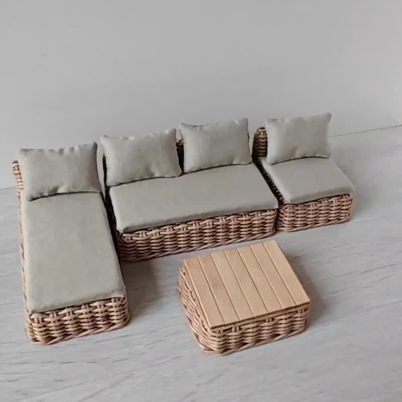 1:12 dollhouse miniature modular wicker garden furniture set. Patio furniture - อื่นๆ - กระดาษ สีนำ้ตาล