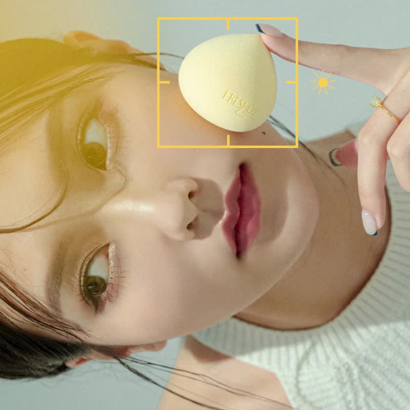 FreshO2 Yunduo Series QQ Good Muscle Egg Three-in-one Beauty Egg Makeup Helper Adhere to the Cute Foundation - อุปกรณ์แต่งหน้า/กระจก/หวี - ฟองน้ำ สีเหลือง