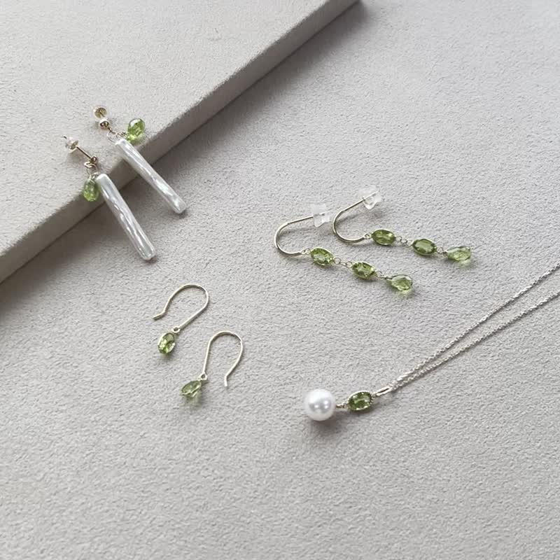 橄欖石耳環 LUXU 18K 日本製造 【Pinkoi 線下活動預約商品】 - 耳環/耳夾/耳骨夾 - 珍珠 