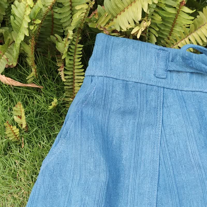 Happy 靛藍色短褲 - 女裝 短褲/牛仔短褲 - 棉．麻 藍色