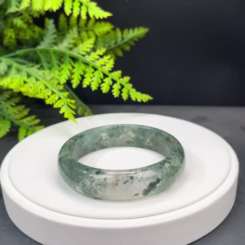 精品 綠色幻影幽靈水晶手鐲 58MM 冰透異象綠石英手環 療愈情緒 - 手鍊/手環 - 水晶 綠色