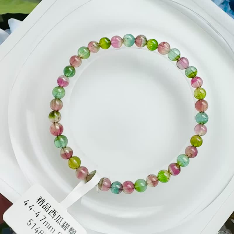 高單彩稀有色西瓜碧璽4.4-4.7mm5.94g帕萊依巴藍旺夫石電氣石高頻 - 手鍊/手環 - 水晶 多色