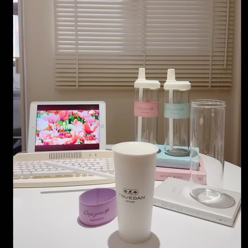 Oops your life heat-resistant glass bubble milk tea straw cup/tumbler/environmentally friendly cup 850ml - แก้ว - แก้ว สึชมพู