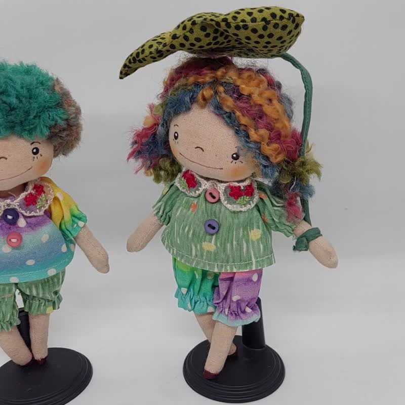 鄉村娃娃  手作療癒情侶小娃娃一對販售 - 似顏繪/人像畫 - 棉．麻 