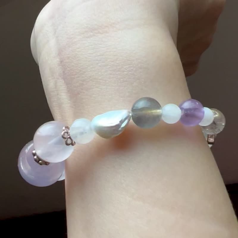 ||月光天使|| 星光粉晶/珍珠/月光石/拉長石/紫水晶/葡萄石 快速 - 手鍊/手環 - 水晶 粉紅色