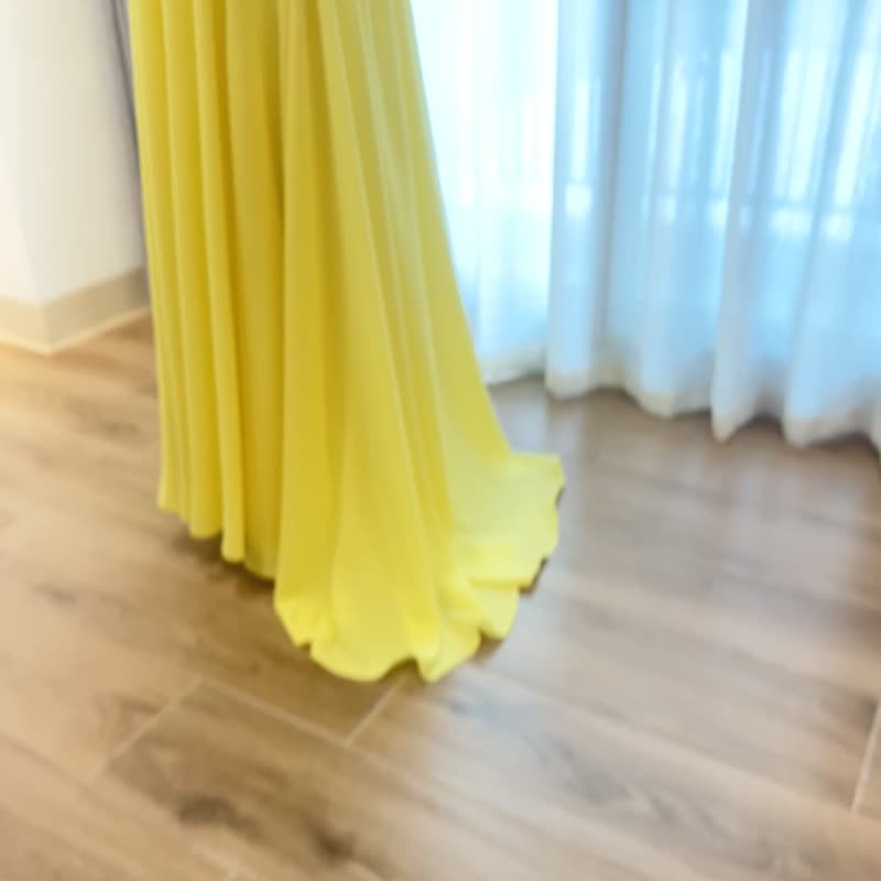 Custom-made lemon yellow island-style backless cocktail dress - Evening Dresses & Gowns - Polyester Yellow