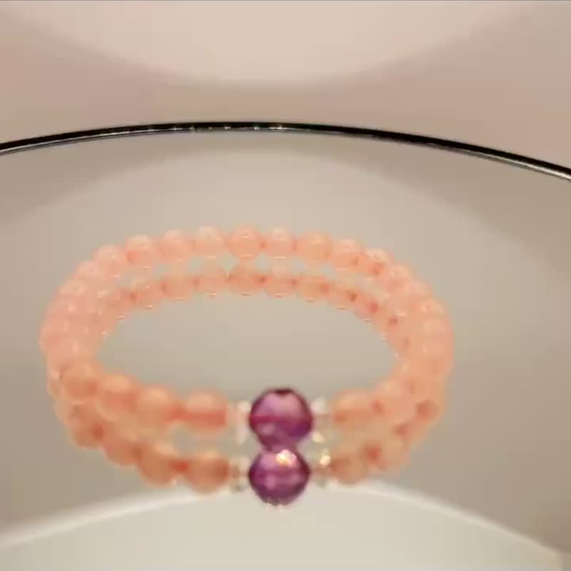 Anita's handmade~super beautiful horse pink crystal round beads 6mm & ametrine diamond cut round beads & white crystal abacus bead bracelet - สร้อยข้อมือ - คริสตัล 