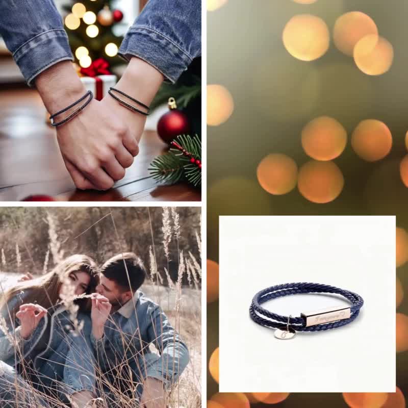 情侶 刻字皮革手環/手繩 (9色)【客製化禮物】 - 手鍊/手鐲 - 不鏽鋼 多色