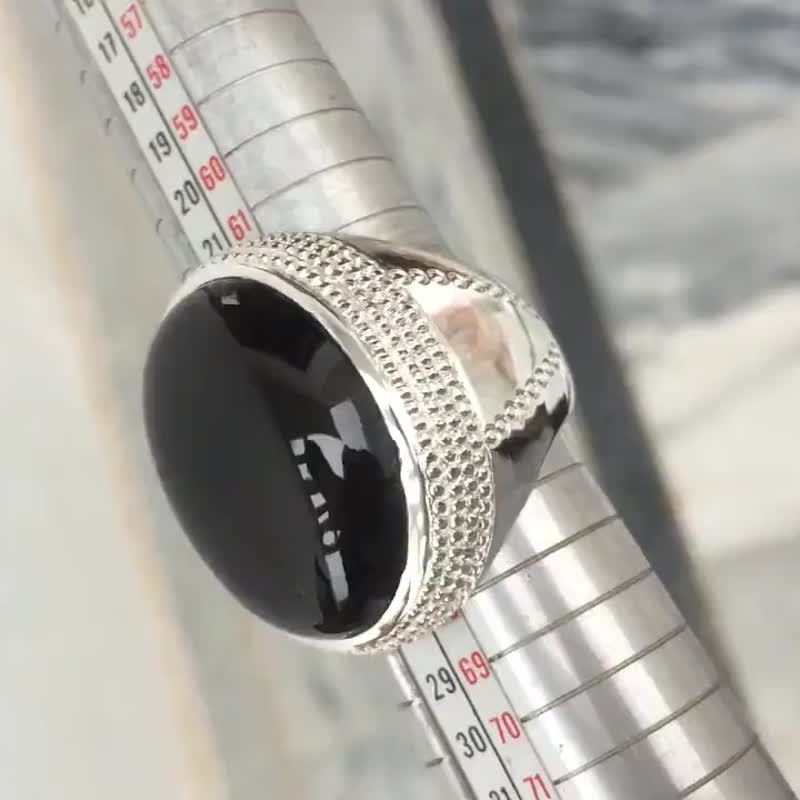 Aqeeq Ring Mens Real Stone Black Blood Red Yemeni Aqeeq Akik Aqiq Rings Natural - 戒指 - 寶石 黑色