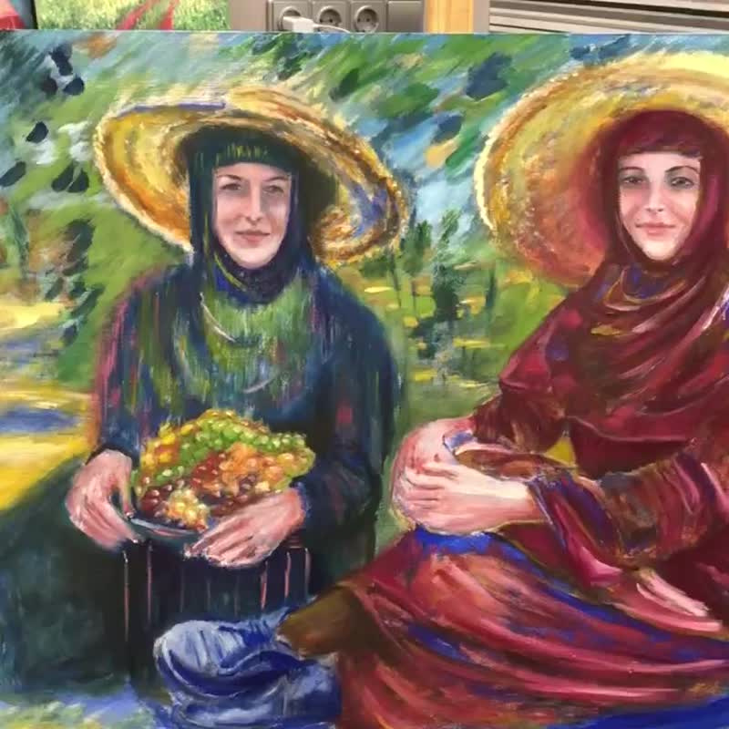 Sister Women Original Print on Canvas Wall Art - โปสเตอร์ - วัสดุอื่นๆ หลากหลายสี