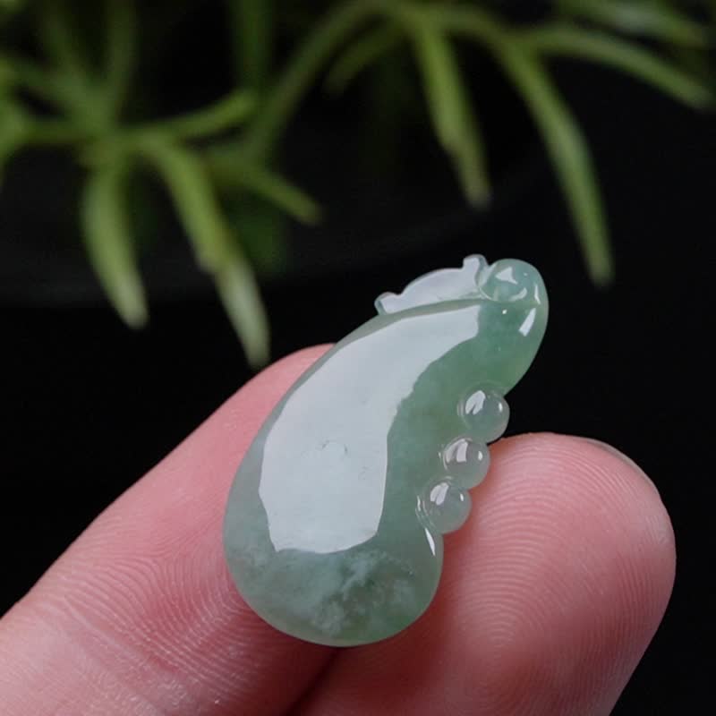冰種飄花翡翠福瓜項鍊 | 裸石 | 天然緬甸玉翡翠A貨 | 送禮 - 吊飾/掛飾 - 玉石 綠色
