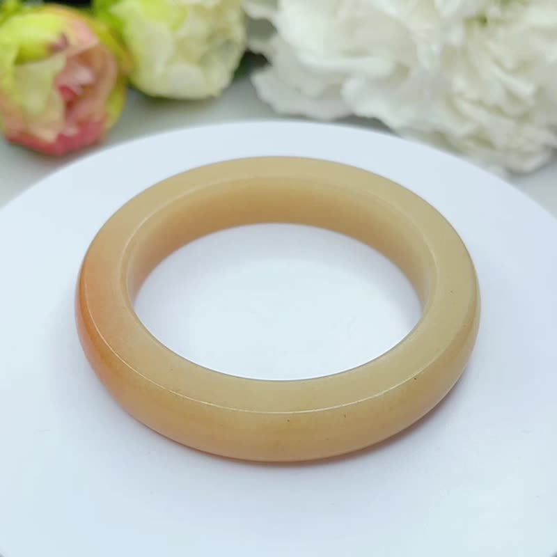 DJ限定NO.75稀有俏色滿糖鐲 藕糖佘太翠玉 56MM 圈口 - 手鍊/手環 - 玉石 橘色