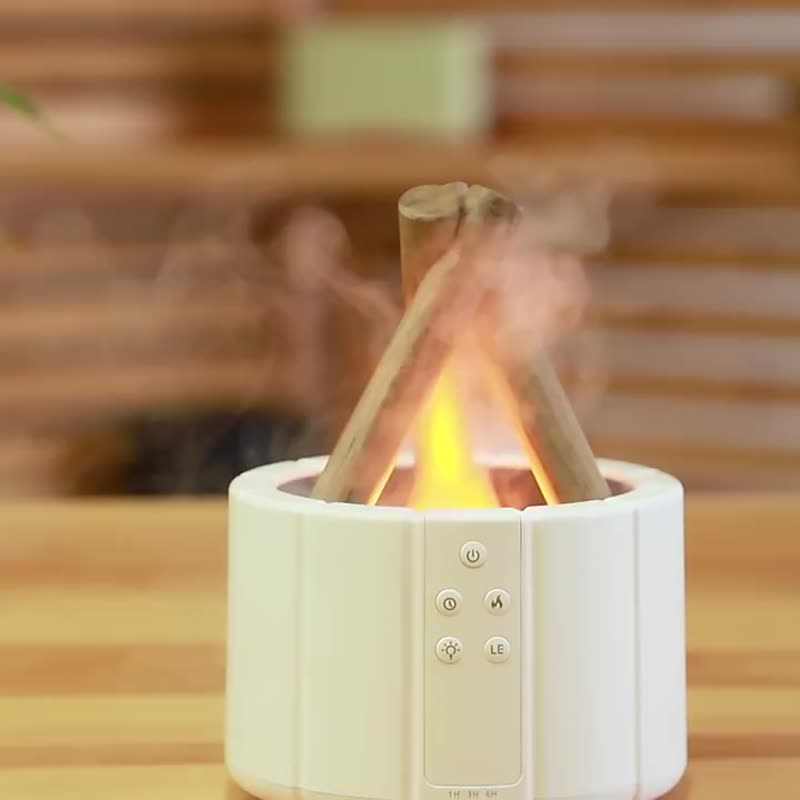 [PINFIS] Campfire Aromatherapy Machine (Free 2 bottles of natural essential oils tea tree + sweet orange) - น้ำหอม - พลาสติก ขาว