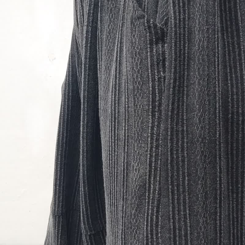 Dobby Black Cargo - 石洗闊腿褲 - 女長褲 - 棉．麻 黑色