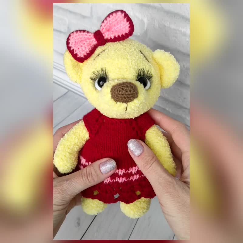 Teddy Bear, Plush Toy cuddly teddy bear, stuffed bear toy - ของเล่นเด็ก - วัสดุอื่นๆ สีเหลือง