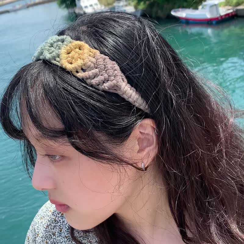 山色 手染編織鬆緊髮帶 成人兒童皆可配戴 職人手工染製 - 其他 - 棉．麻 卡其色