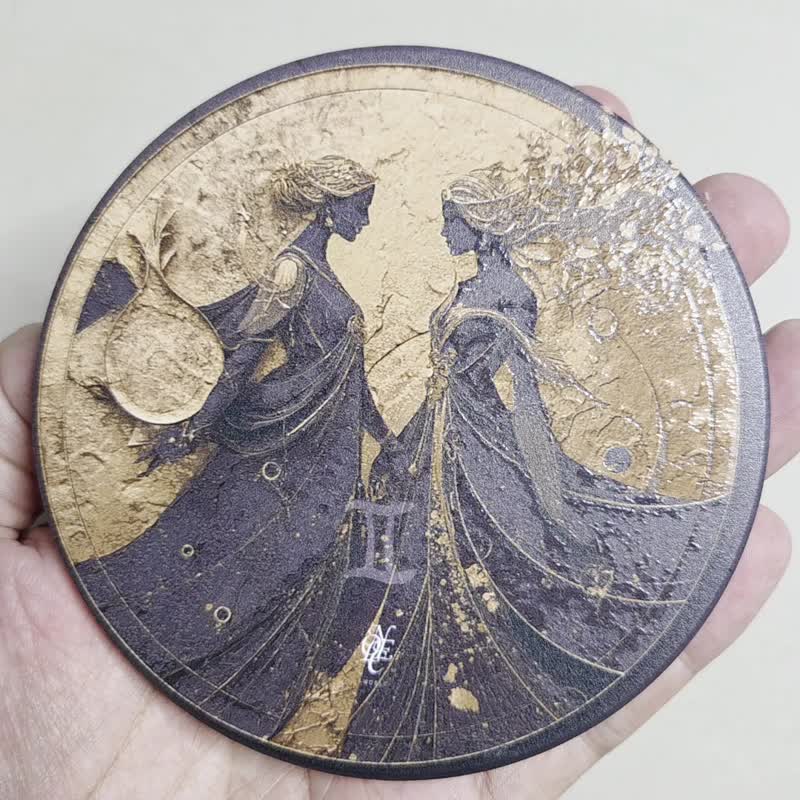 Spaceman ทีเร็กซ์ลายเครื่องลายคราม - ที่รองแก้ว - ดินเผา สีทอง