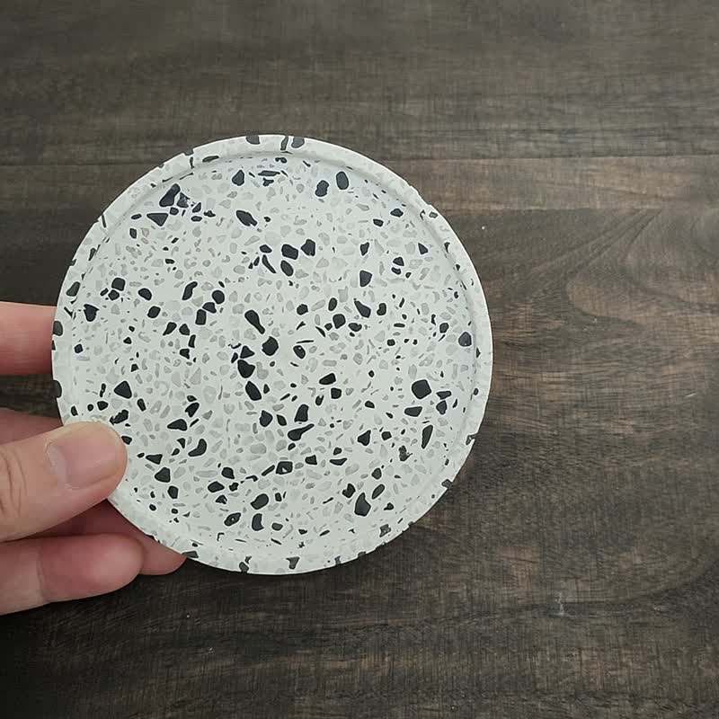 Obsidian Cement coaster│Accessory tray│Storage dish│Terrazzo - Coasters - Cement Black