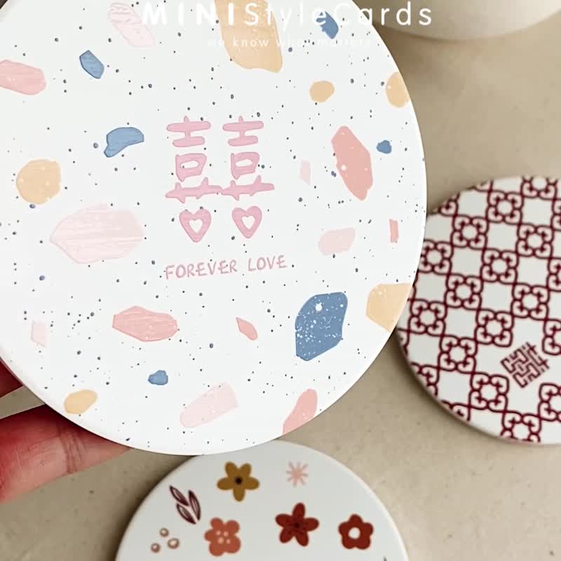 Wedding souvenir-crystal clear ceramic absorbent coaster - Coasters - Pottery Multicolor