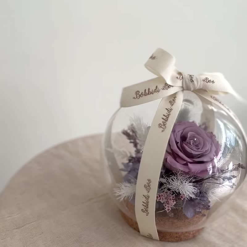 【永生玫瑰花玻璃球】• 情人節禮物/生日禮物/永生花/永生玫瑰花 - 乾燥花/永生花 - 植物．花 紫色
