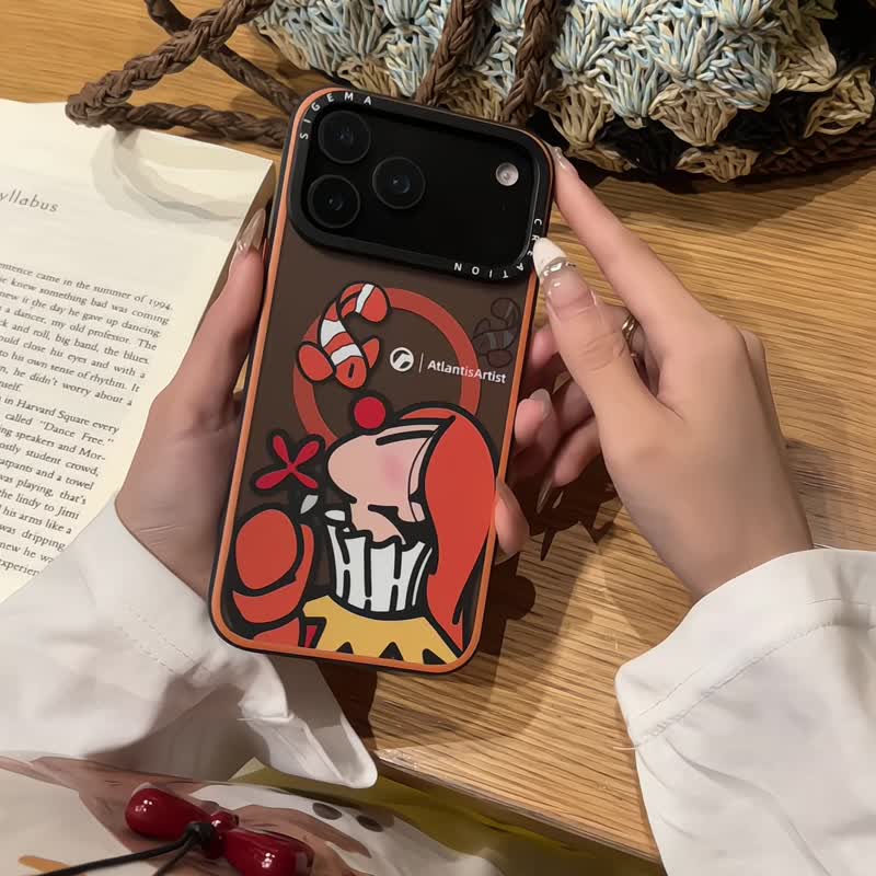 【隱藏式磁吸】Mr.Ocean鋁合金按鍵全磨砂防摔防刮iPhone17p-17pm - 手機殼/手機套 - 塑膠 橘色