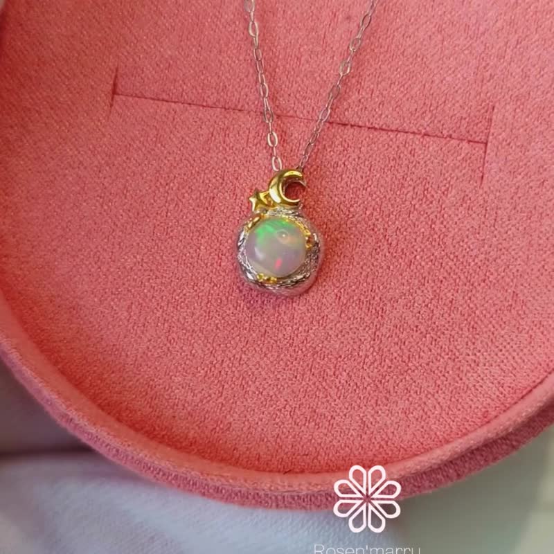 Natural Opal Pendant and Necklace Sterling Silver 925. - 項鍊 - 純銀 多色
