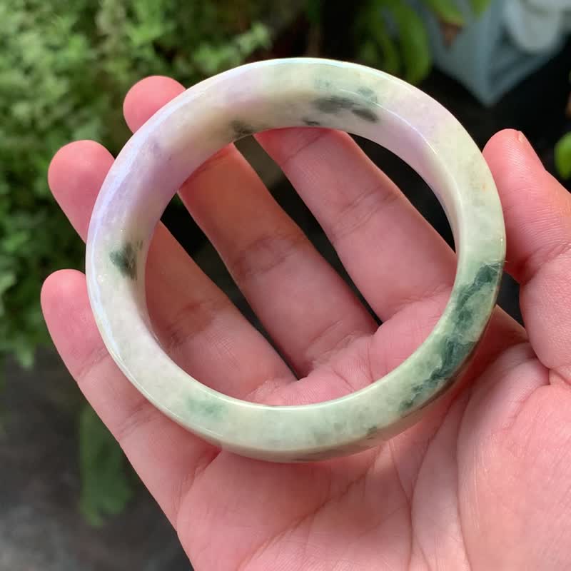 Herbaceous Garden | Nuo Zhong / Spring Ribbon Color / Square Bracelet / Hand Circumference 18.5 | Natural Grade A Jadeite Bracelet - สร้อยข้อมือ - หยก สีม่วง