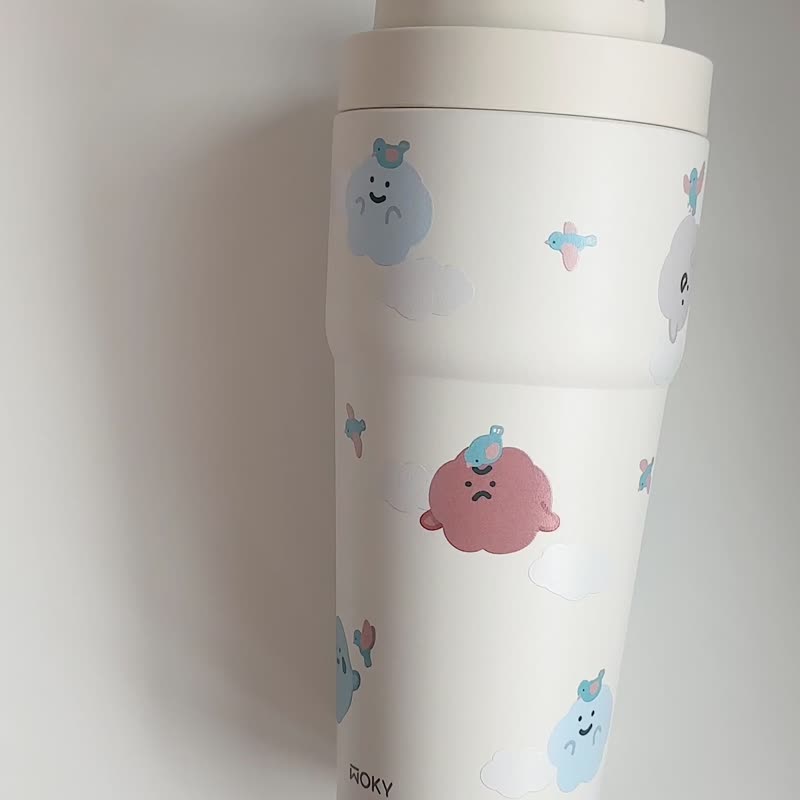 Hug series WOKY co-branded second generation round cup with bouncing straw 770ml thermos cup - กระบอกน้ำร้อน - สแตนเลส หลากหลายสี