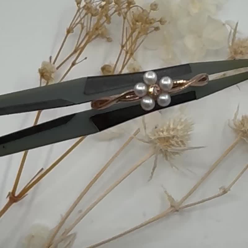 梅花珍珠18 K玫瑰金鑽石女戒 - 戒指 - 貴金屬 
