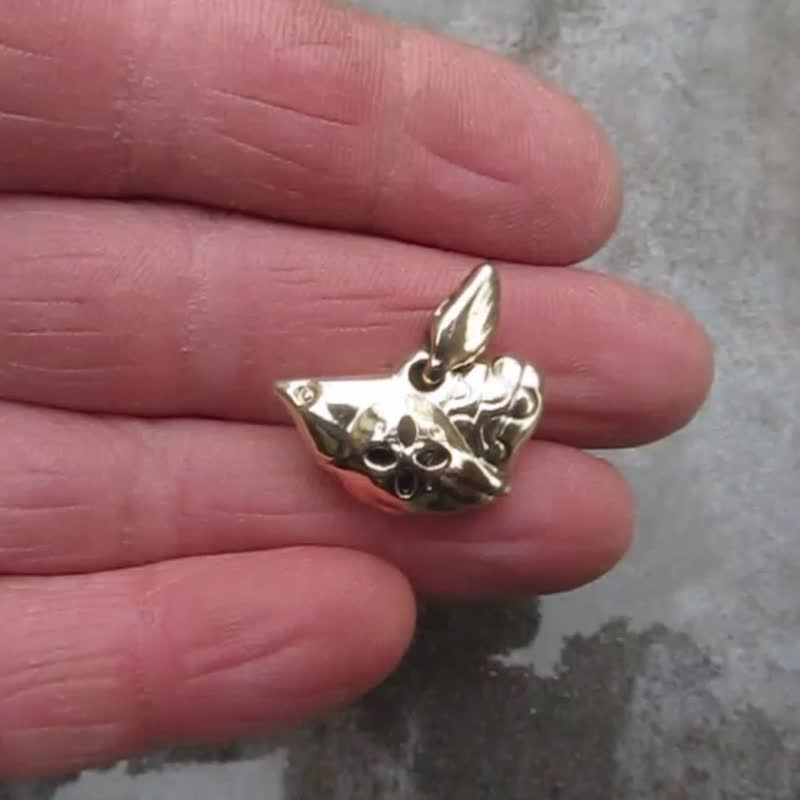 Handmade cuckoo bird brass necklace pendant,cuckoo brass bird jewelry,handmade - 項鍊 - 銅/黃銅 金色