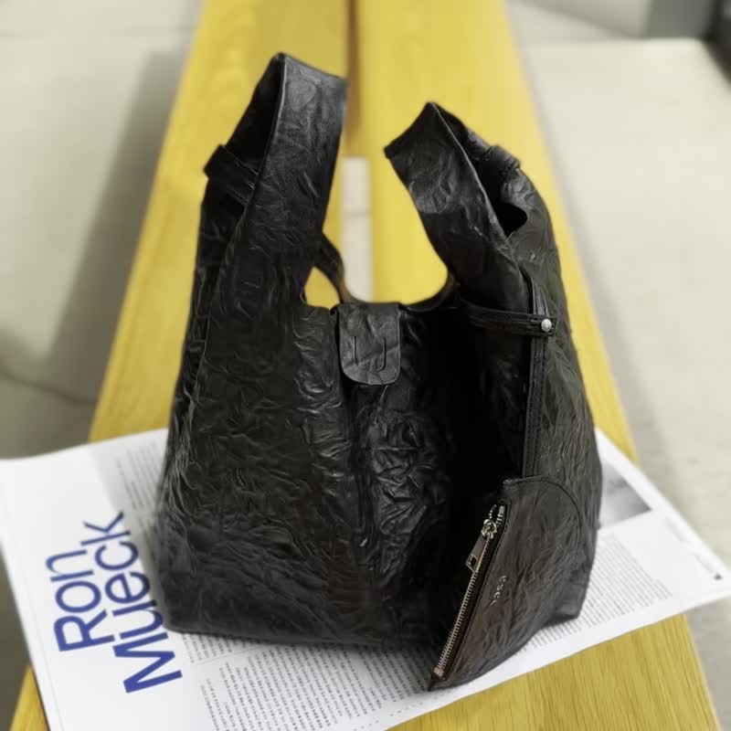Usual Bag M_Black_Genuine leather_ tote bag_Shoulder bag - 手提包/手提袋 - 真皮 