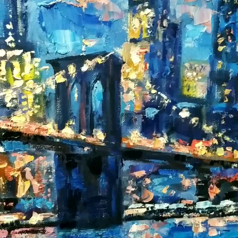その他の素材 ポスター・絵 - ブルックリン橋 絵画 ニューヨーク オリジナル アート キャンバス オイル アートワーク NYC 油畫 原作