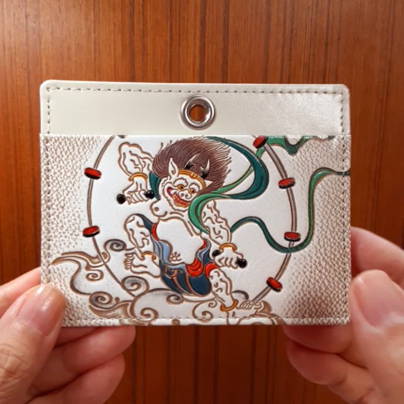Pinkoi Limited Edition Neck straps & ID Card holder (Raijin=Thunder god) - ID & Badge Holders - Genuine Leather Multicolor