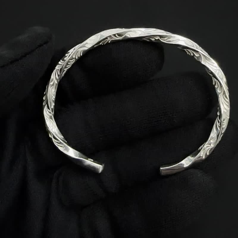 Four sides arabesque bracelet (M) - Bracelets - Sterling Silver Silver