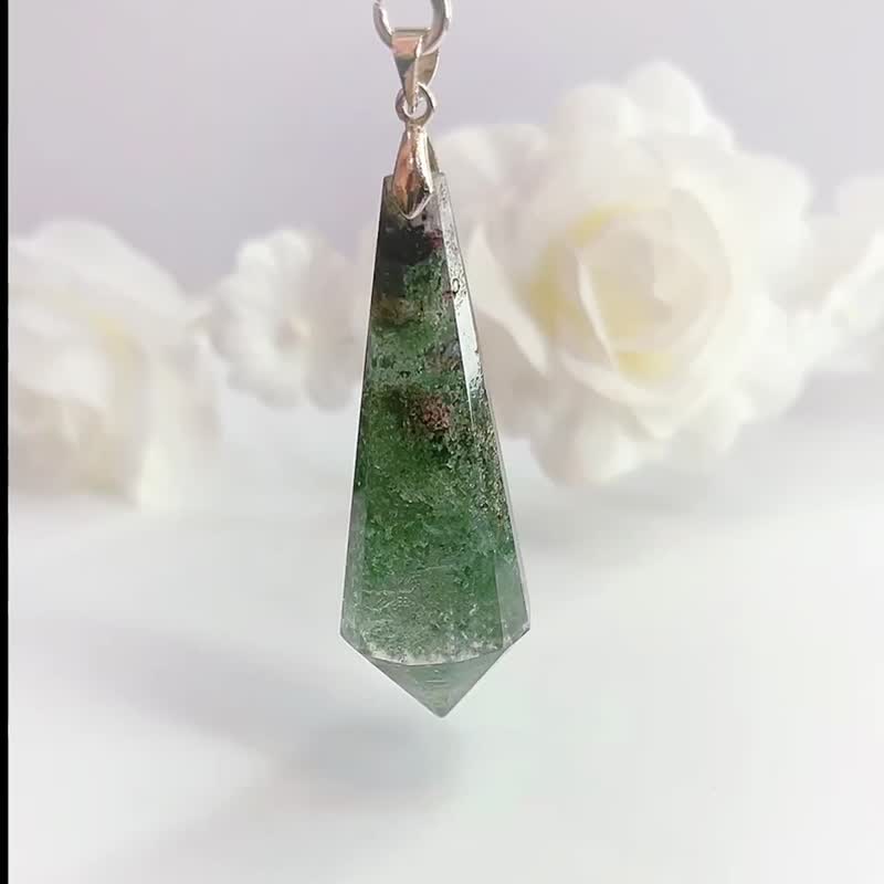 NO.1 千層 綠幽靈 水晶 項鍊 靈擺 滿天星 幽靈水晶 吊墜 花幽靈 - 項鍊 - 水晶 綠色