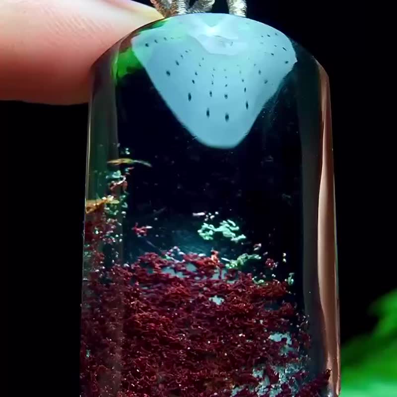 天然彩幽靈內雕發財樹吊墜   幽靈招財闢邪彩幽靈具有提神醒腦 - 擺飾/家飾品 - 水晶 