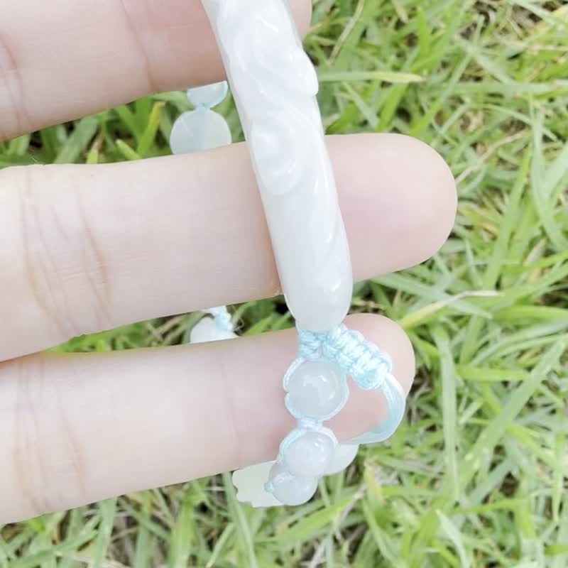 Handmade Jade Bracelet - Gradient Roses & Magnolia Bracelet - 手鍊/手環 - 玉石 藍色