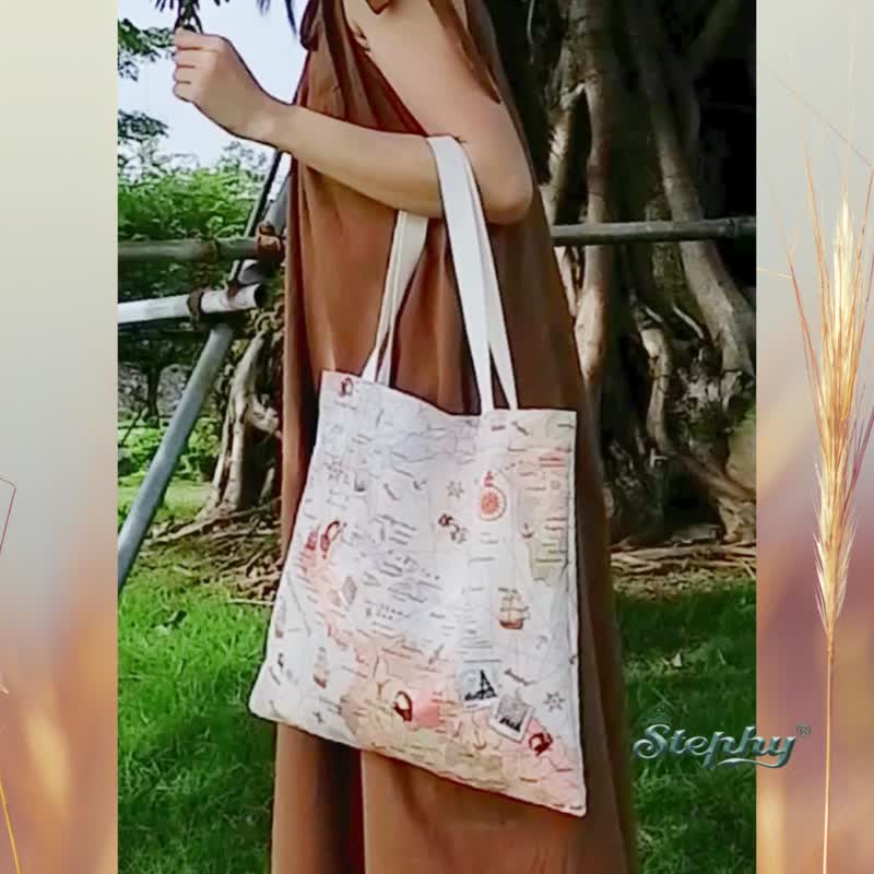 世界地圖TOTE BAG | 愛旅行者托特包 - 手袋/手提包 - 其他人造纖維 