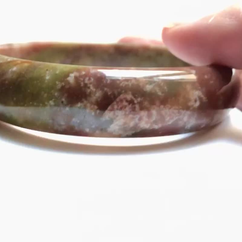 [Lingzangzhai] Aquatic Plant Ocean Agate Bracelet Jade Bracelet/Suitable for ring mouth 59, 60, 61/Peace bracelet type - Bracelets - Semi-Precious Stones Red