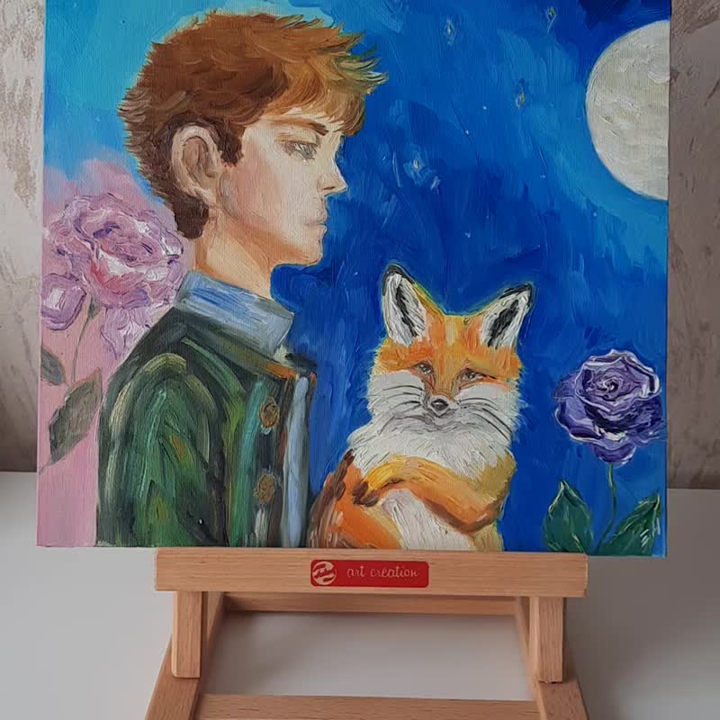 星の王子さまの油絵 星の王子さまキツネの子供たちの壁アート 小