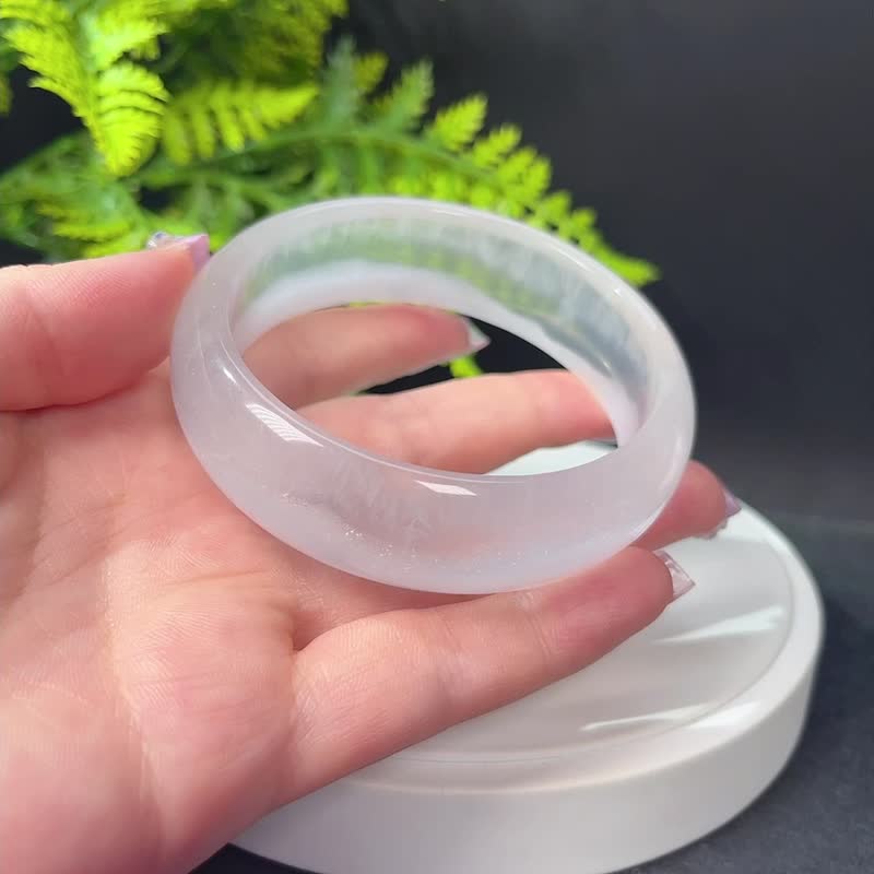 獨特玻璃體淺紫色螢石手鐲64MM 冰透聚寶盆水晶手環 增強親和力 - 手鍊/手環 - 水晶 紫色